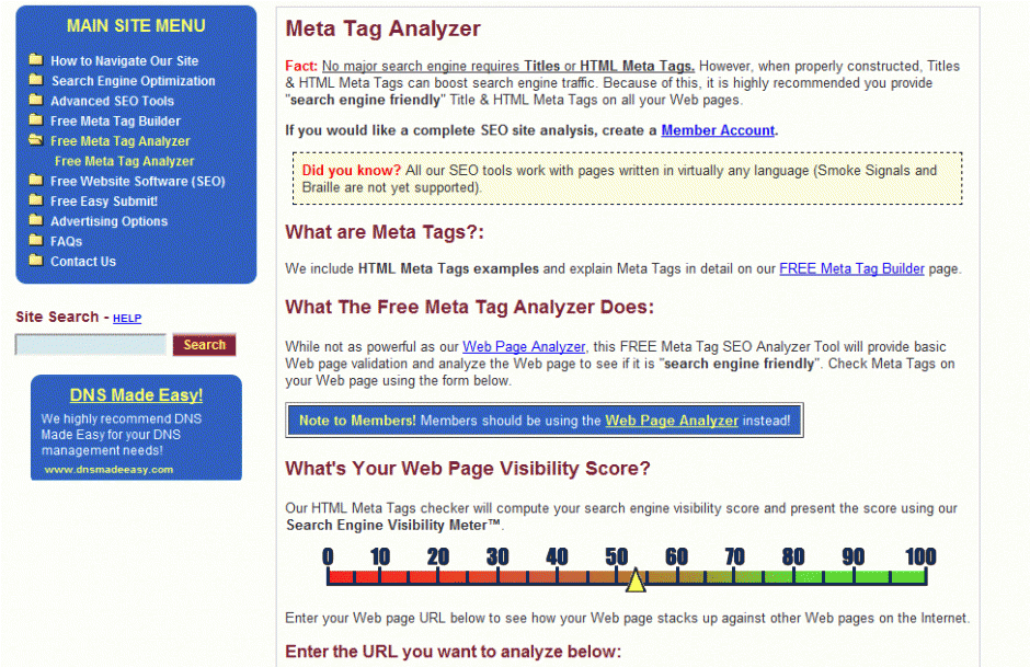 Meta Tag Analyzer Tool for SEO